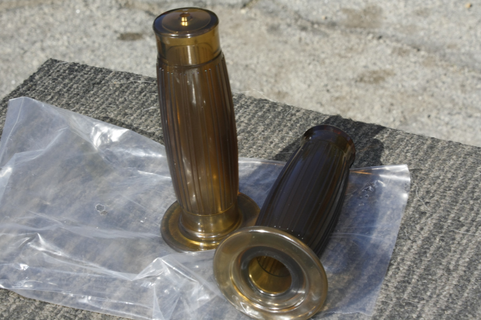 HARLEY 1″ CAFE Natural rubber transparent brown GT Barrel gum grips TRIUMPH