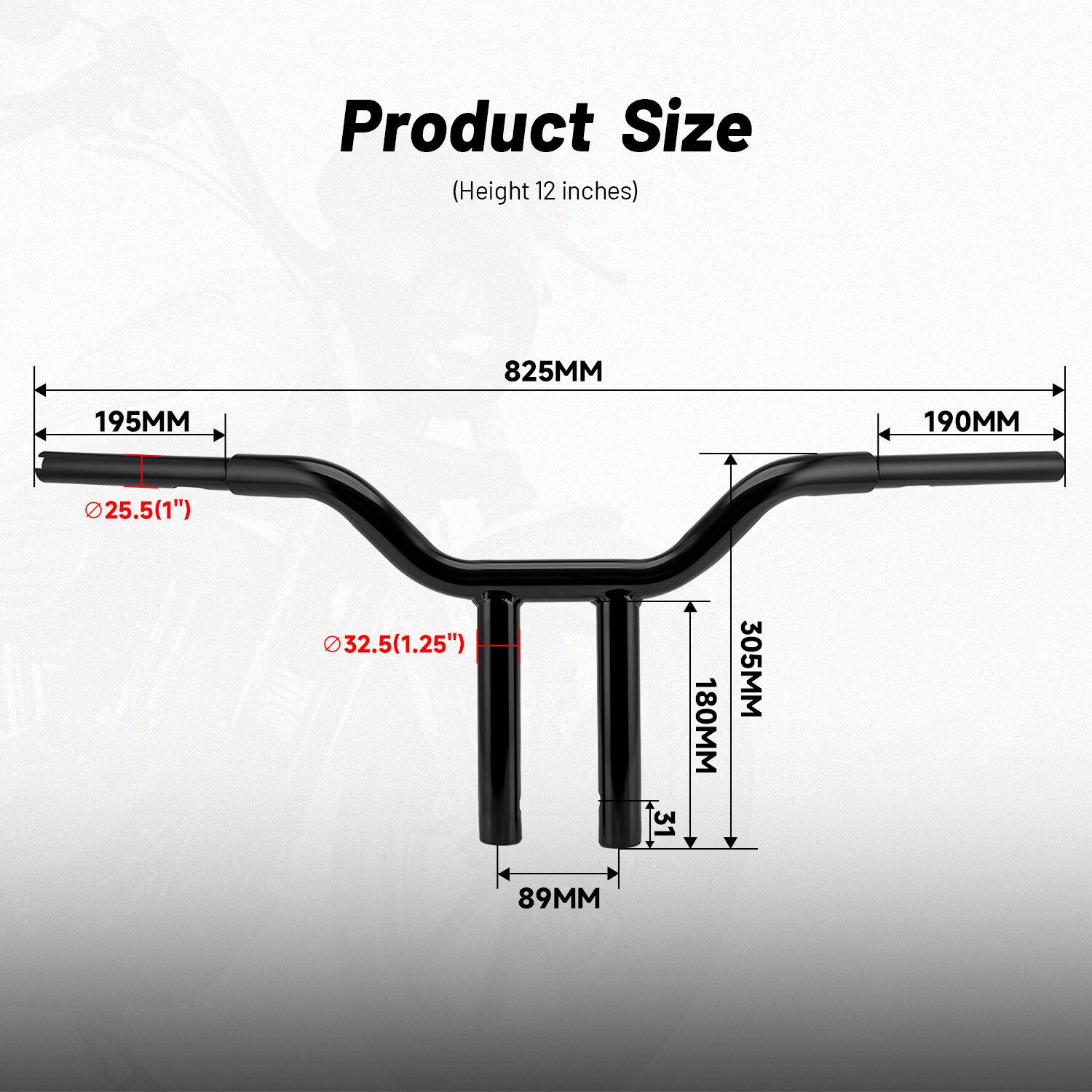 12″ Inch MX-T Bars Handlebar For Harley Softail Sportster Dyna FXD Wide Glide US