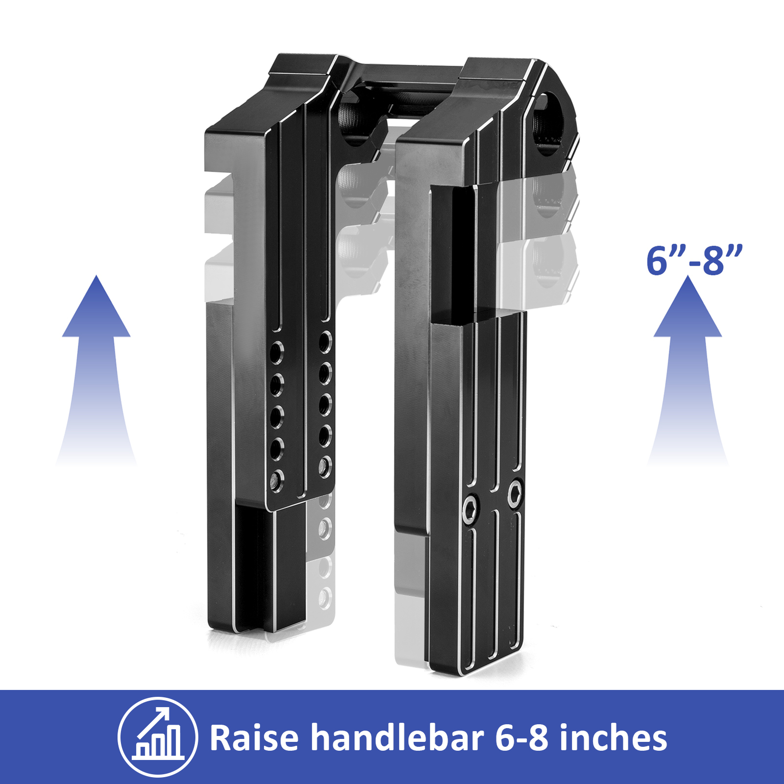 Black 6″ 8″ Adjustable Handlebar Risers For Harley Dyna Fat Bob Street Bob FXDL