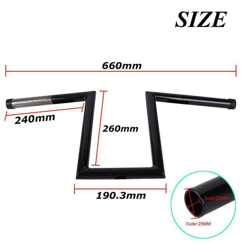 Motorcycle 1 inch 10-1/2″ Rise Hanger Handlebars Z-Bar Drag Bars for Harley DYNA