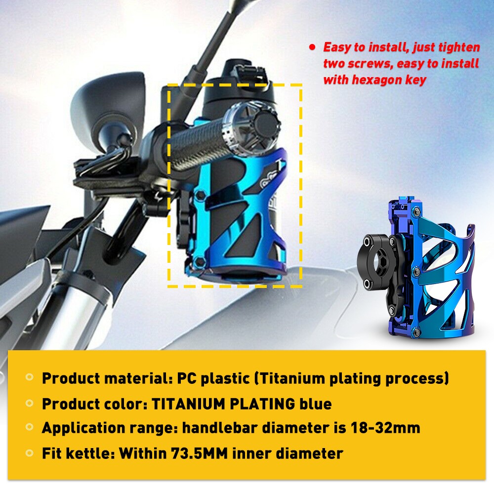 Universal Motorcycle Cup Holder Fit Honda, Handlebar Kawasaki Yamaha, SuzUSi,