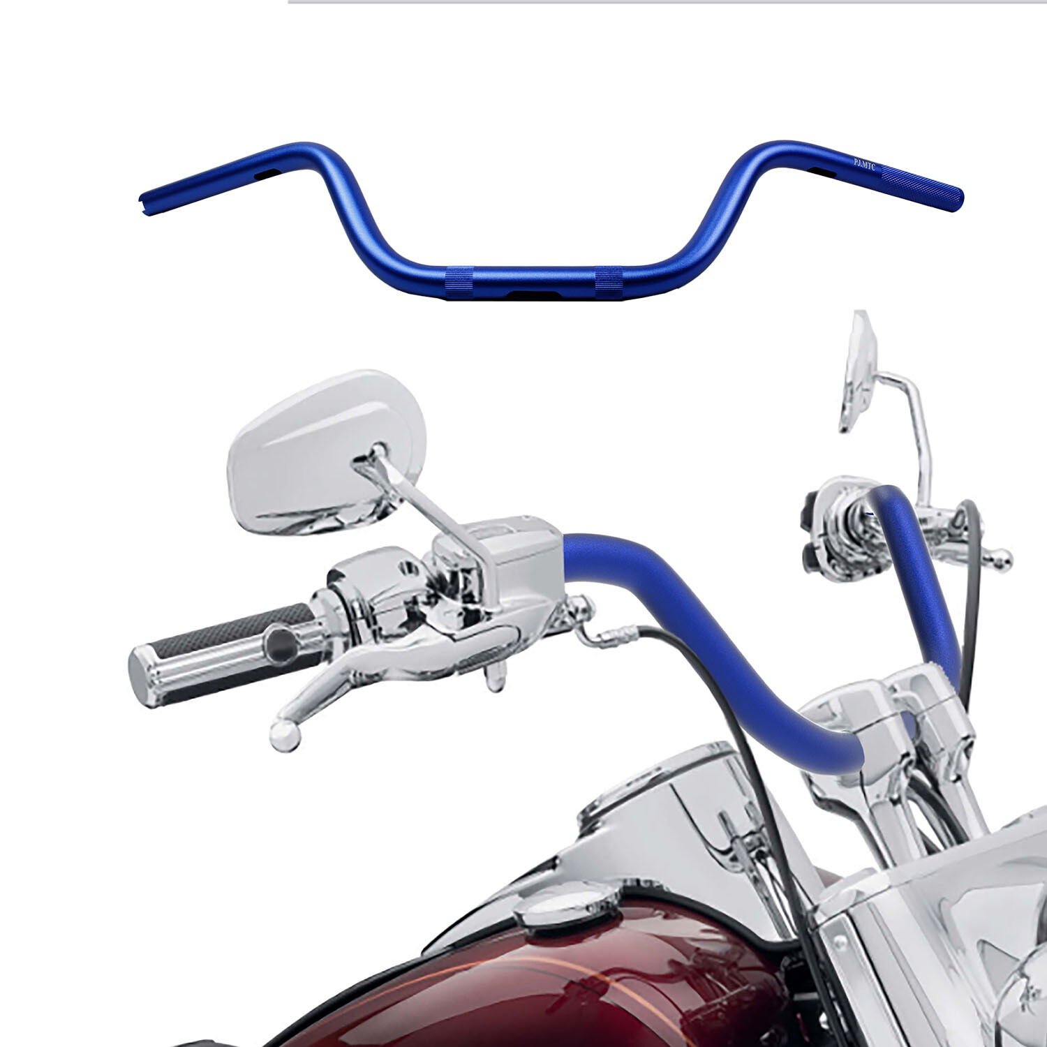 6″ Tall Aluminum 1″ Blue Handlebar for Harley Street Bob Low Rider Road King FXD