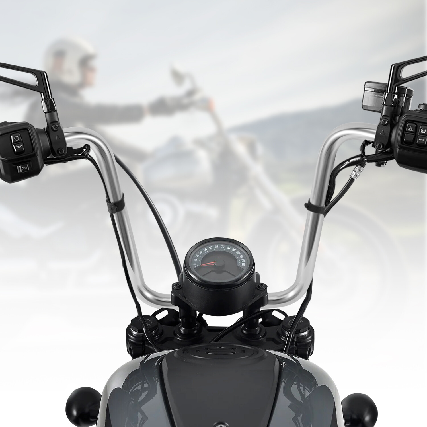 Chrome Iron 16″ Rise 1″ Ape Hanger Bar Handlebar Fit For Harley Springers Models