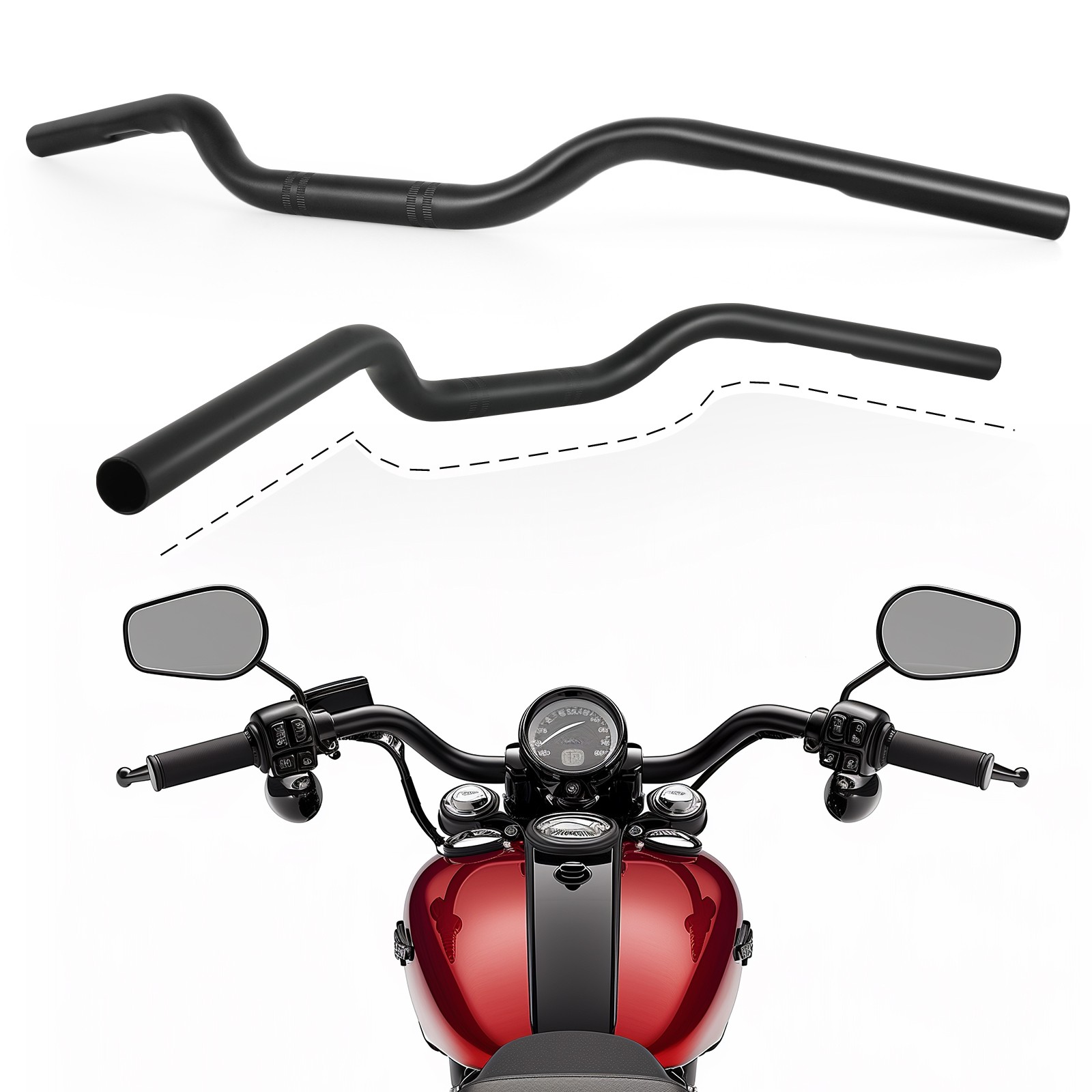 1″ 25mm Handlebars Drag Bars Matte Black US For Harley Davidson V-Rod V Rod