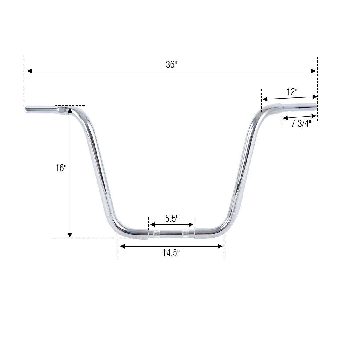 16″ Rise Ape Hanger Bar 1-1/4″ 32mm Handlebar Fit For Harley Softail FLST Chrome
