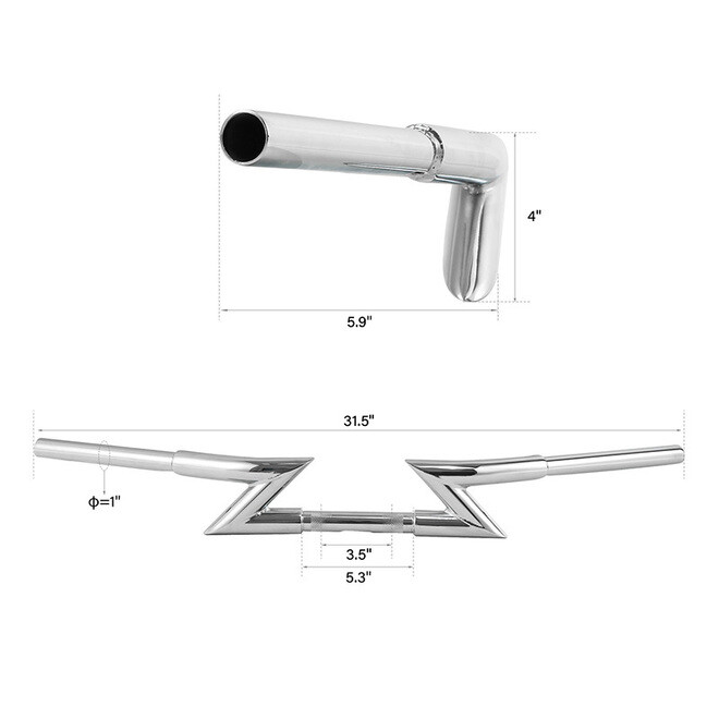 Chrome 1.25″Z-Bar 4″ Rise Dimpled Drilled Handlebar Fit For Harley Chopper