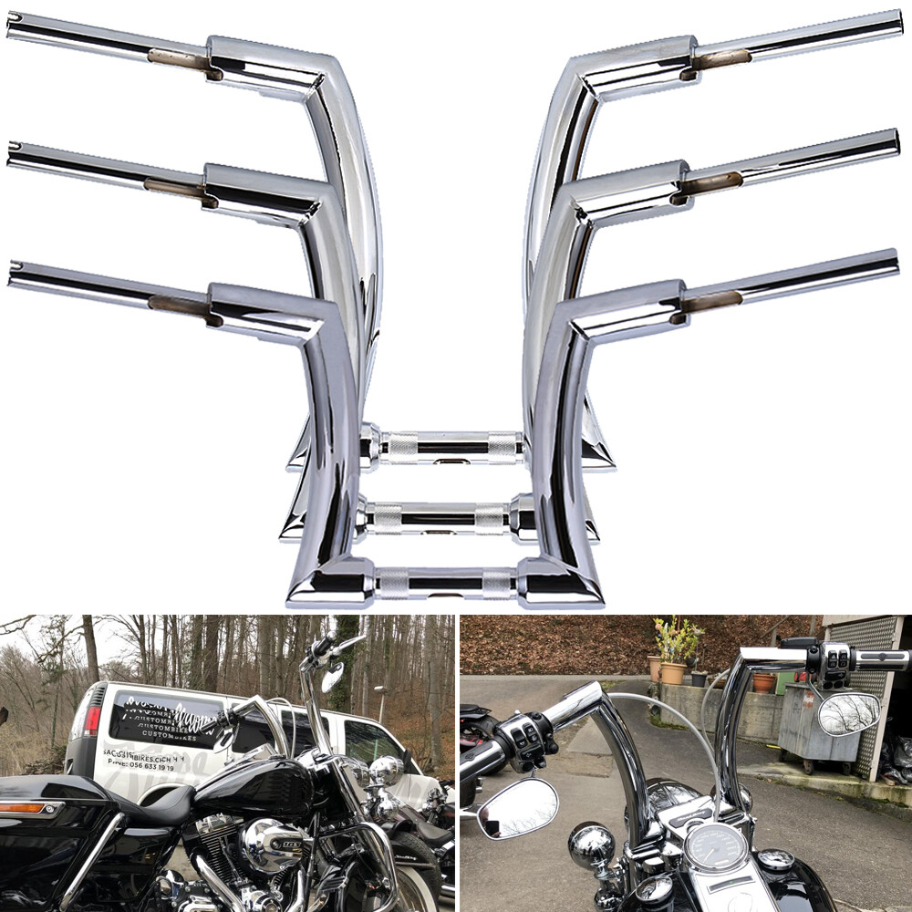 Handlebar 12″ 14″ 16″ Rise DNA Monster 2”Hanger Bars For Harley Touring Softail