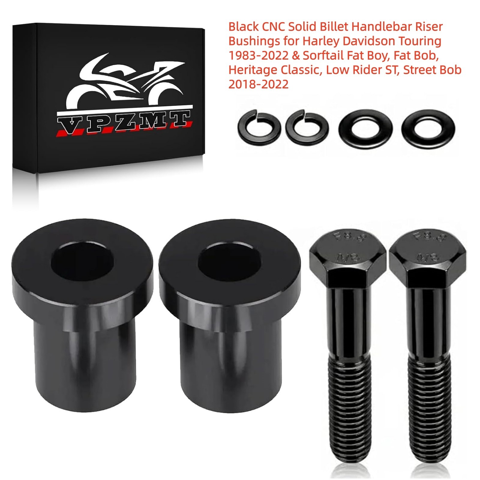 Solid Billet Handlebar Riser Bushings for Harley Touring Sorftail Models