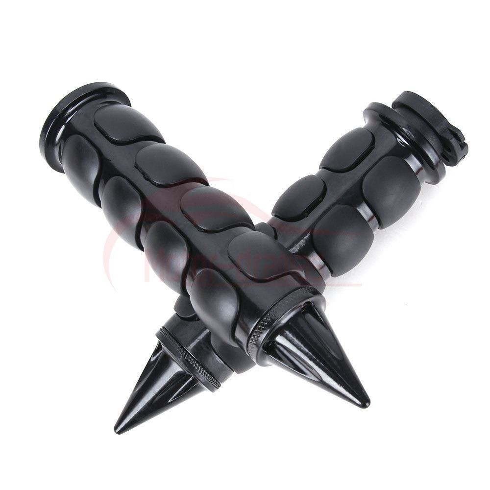 Black Cruiser Motorcycle 1″ Inch Spike Hand Grips Handlebar For Harley Davision