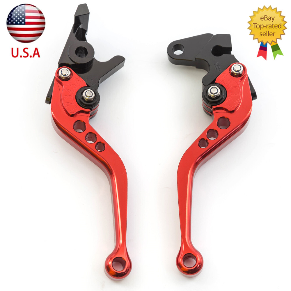 For Yamaha Kawasaki Honda Benelli Red CNC Brake Clutch Levers Adjustable Short