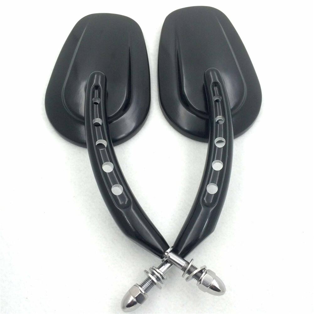 Black Big Side Mirrors 8mm For Harley Dyna Super Glide Convertible FXDS CONV Bla