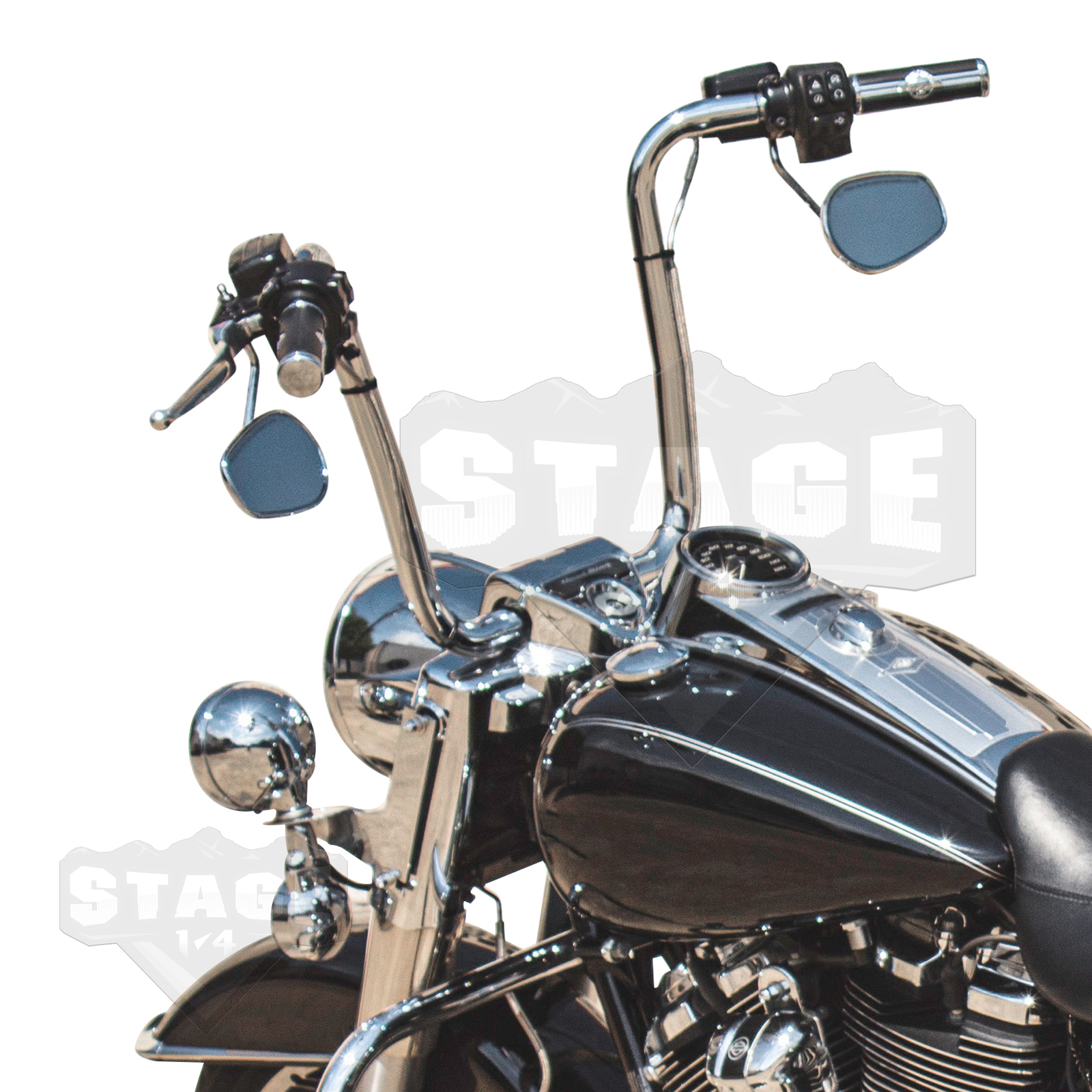 MOFUN 14″ 16″ 18″ Rise Chrome Ape Hanger Bar Handlebars For Harley Touring