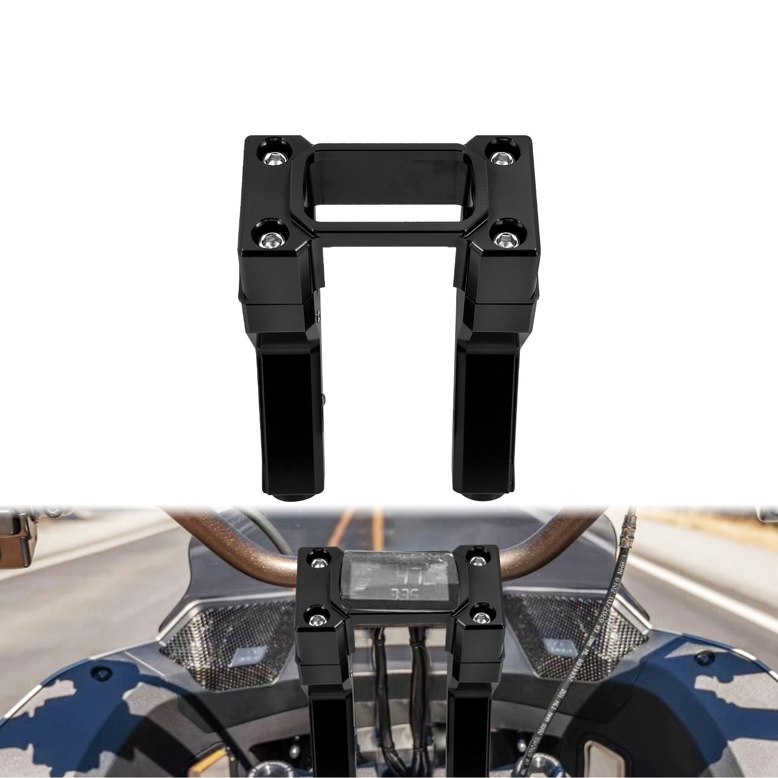 Black 6″ Riser Clamp Kit 1″ Handlebar fIT For Harley Low Rider ST FXST 2018-2023
