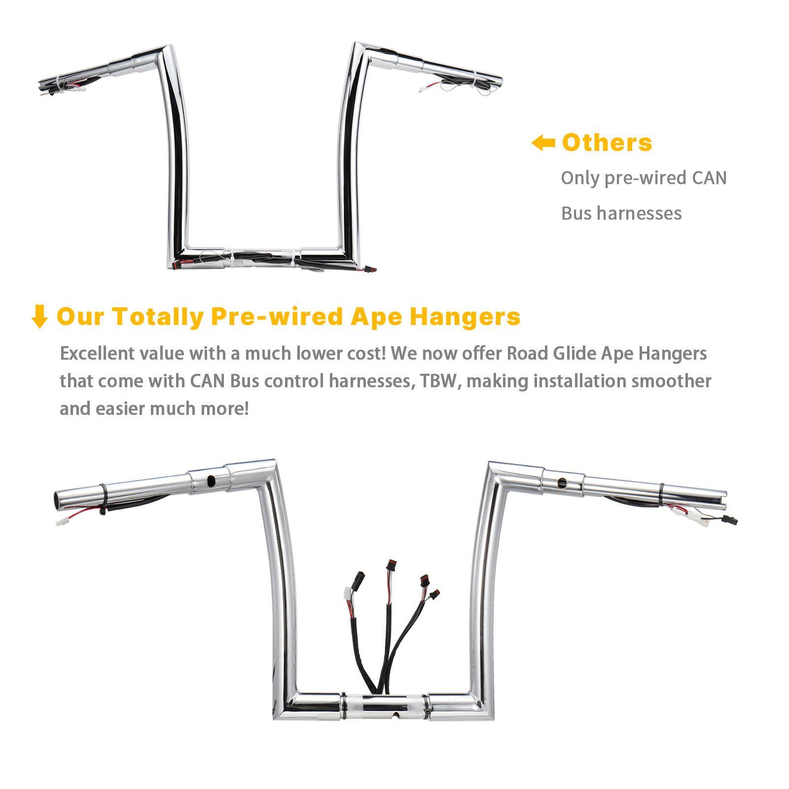 Road Glide 14″ Rise Prewired 1.5″ Fat Handlebar for Harley Touring 2016-2023
