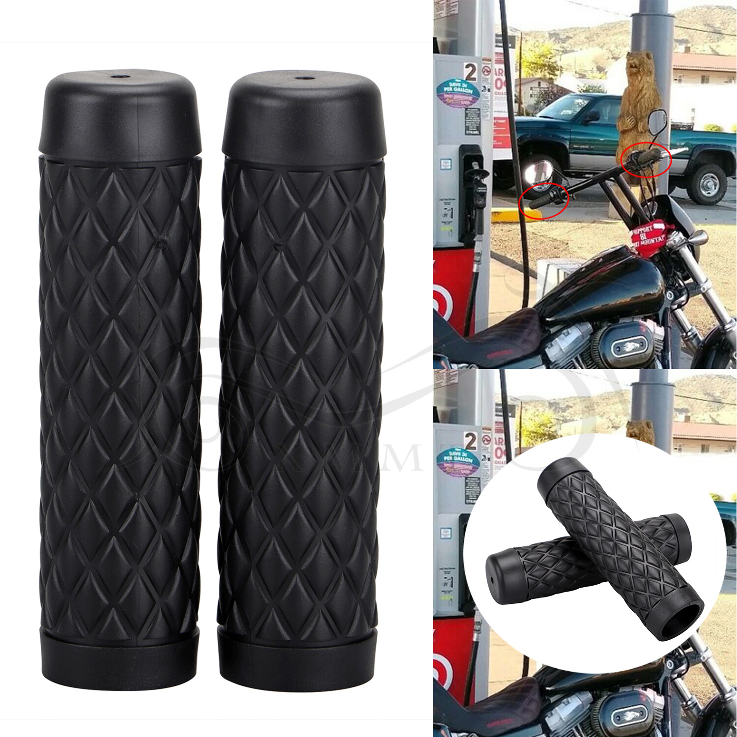 1″ Hand Grips Black Torker for Harley Motorcycle Bobber Chopper Dyna Sportster
