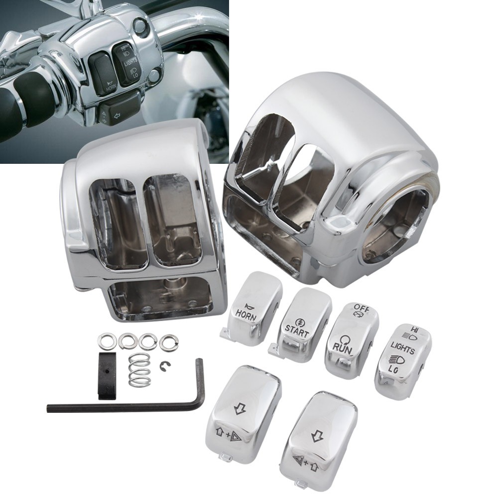 Handlebar Control Switch Housing Cover Cap Buttons For Harley Road King Fat Boy