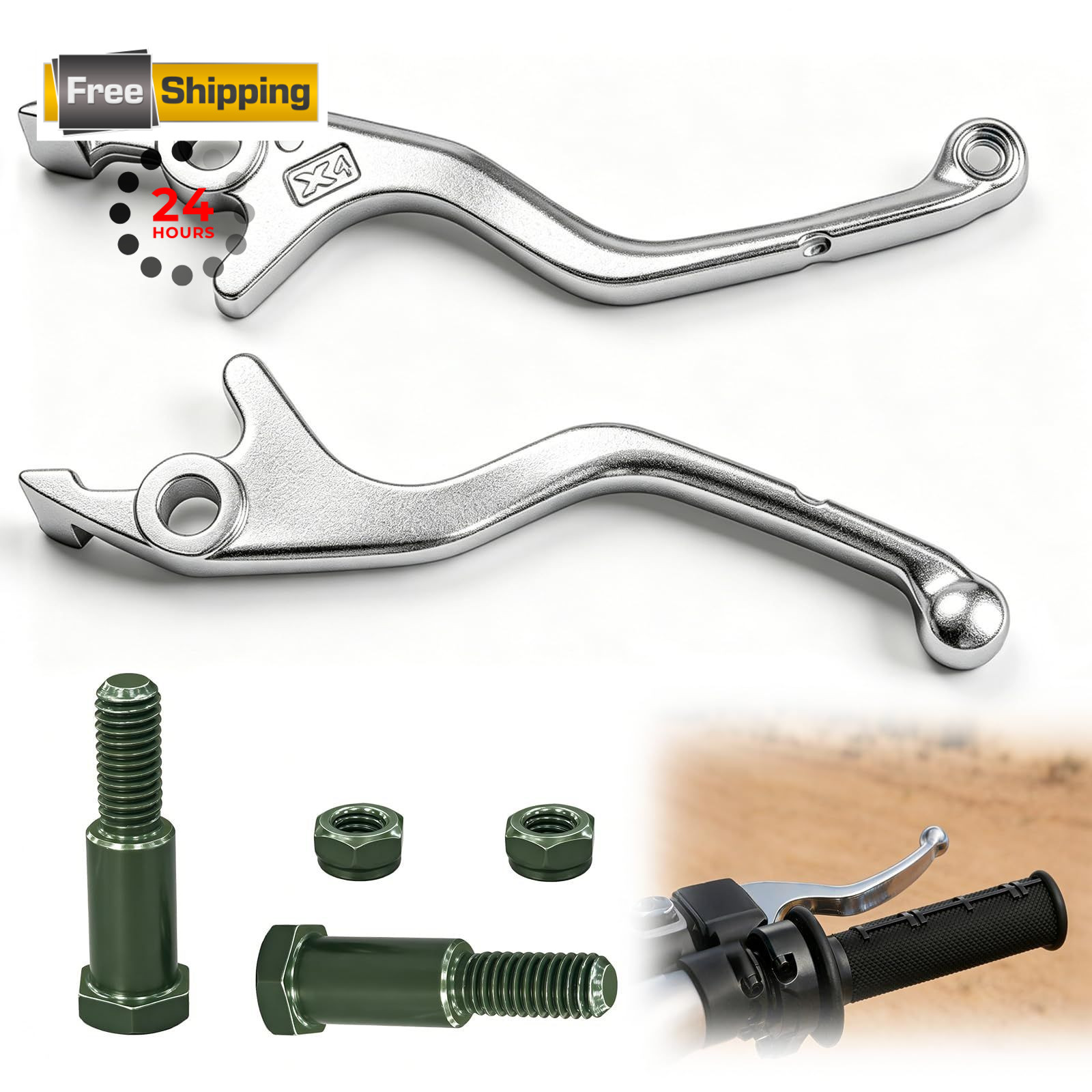 ETZ 1 Pair Aluminum Left and Right Brake Levers Compatible with Tuttio Silver