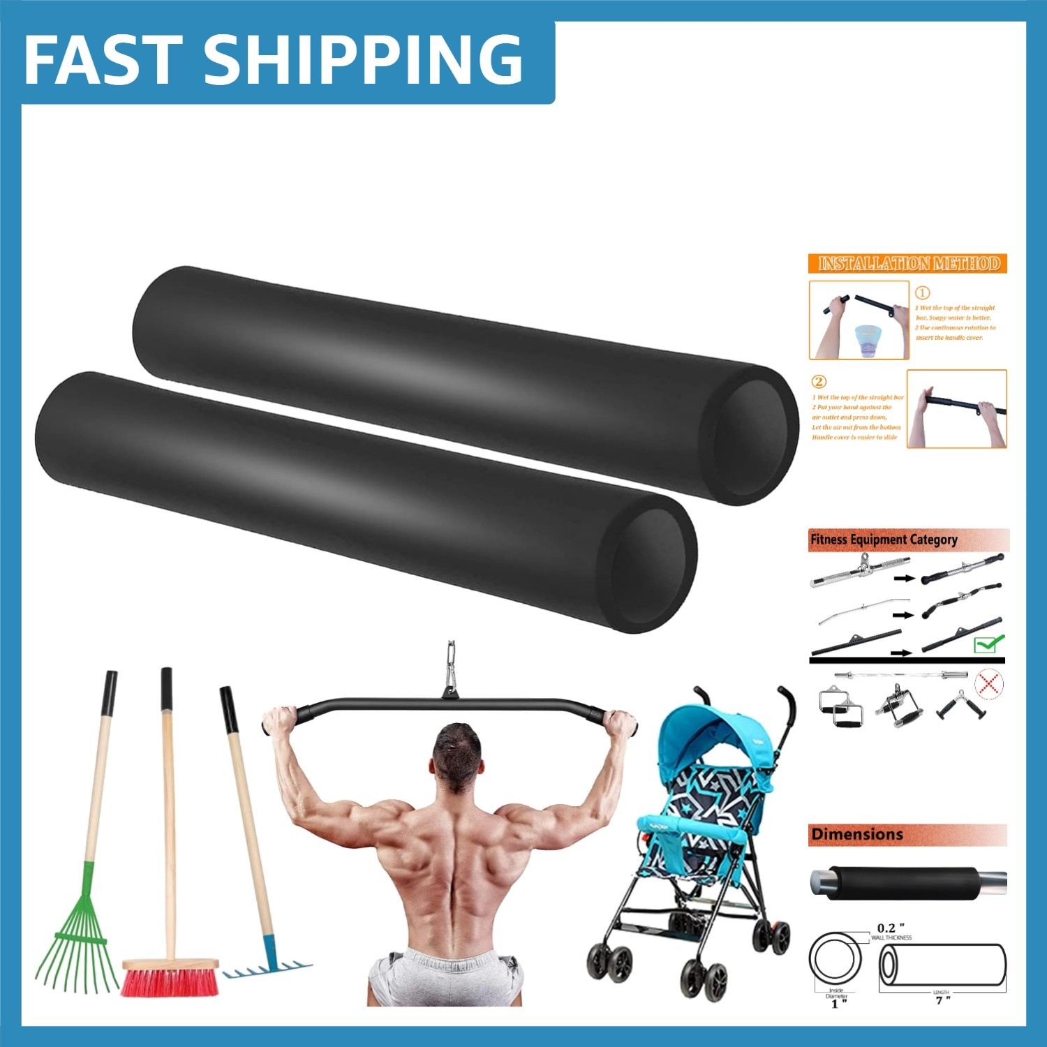Durable Foam Grip Covers – Comfortable 7-Inch Anti-Slip Sleeves for Equipment