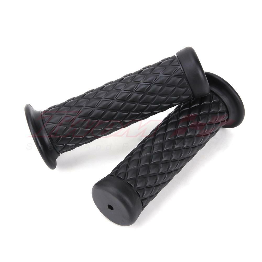 Pair 7/8″ 22mm Motorcycle Rubber Handlebar Hand Grips Bar For Bobber Cafe Racer