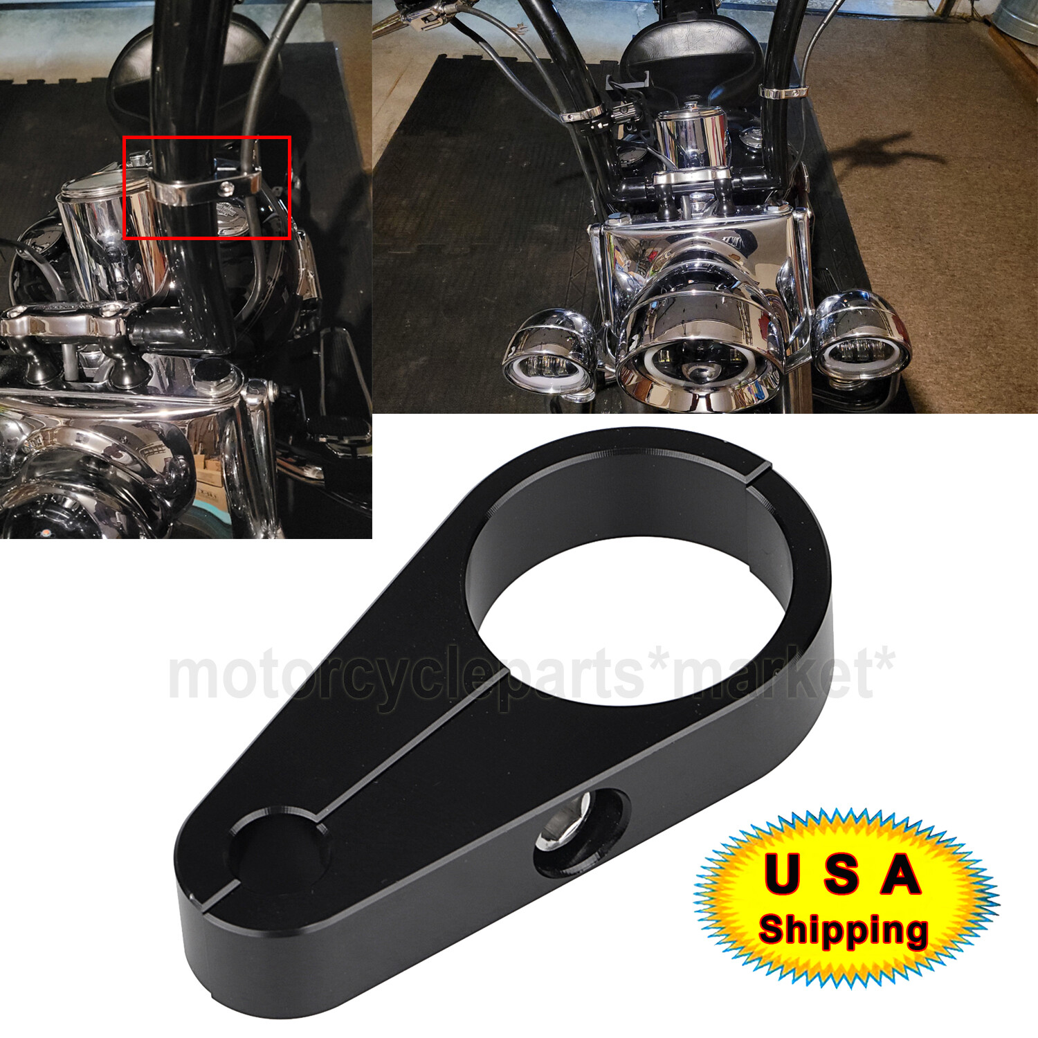 1.25”​ Black Brake Line Clutch Cable Handlebar Frame Clamp For Harley Yamaha