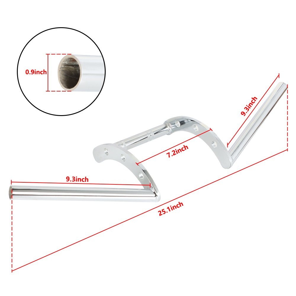 22mm 7/8″ Chrome Motorcycle Z Bars Handlebar For Honda Yamaha Suzuki Chopper