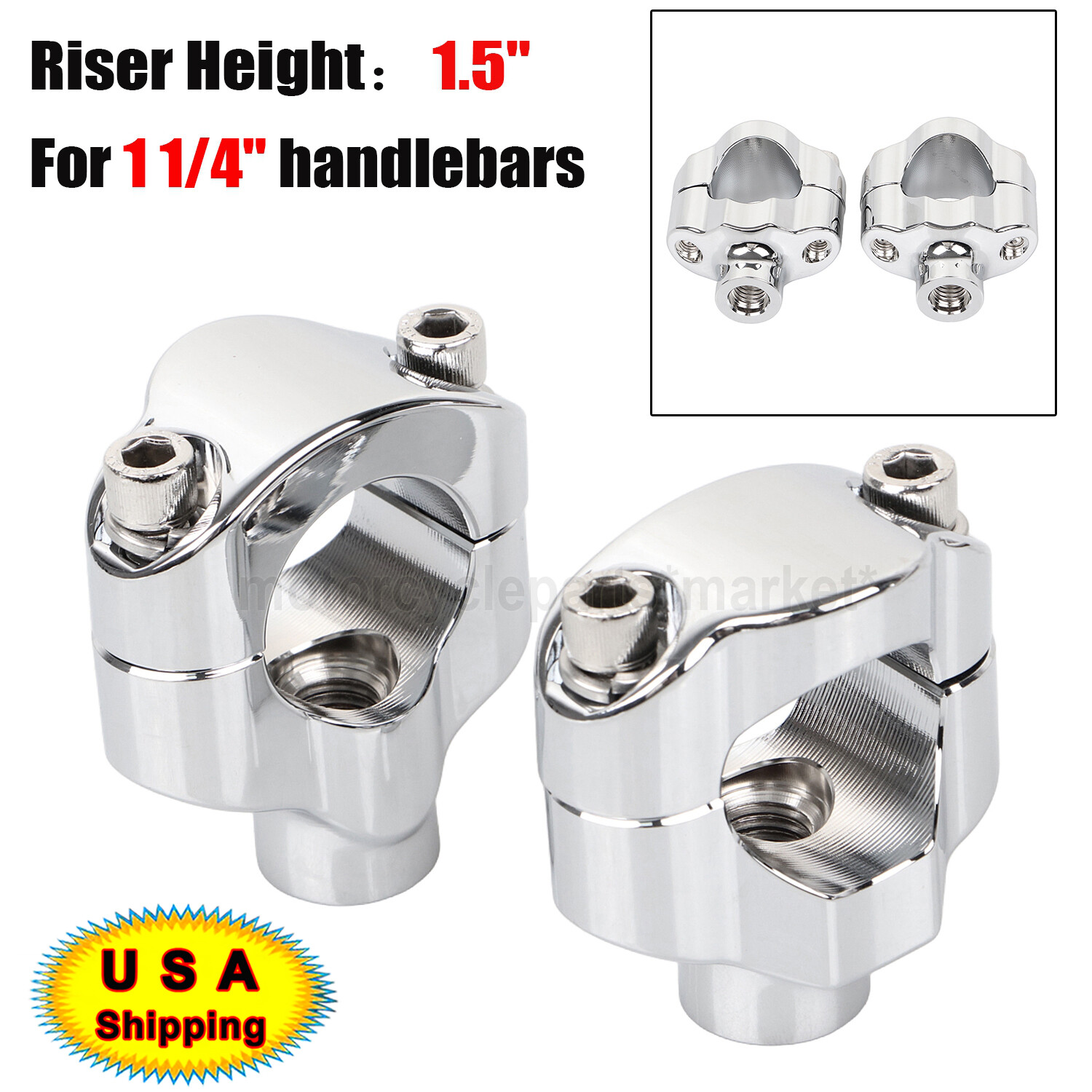 1 1/2″ Tall Handlebar Riser Clamp 1-1/4” Bar For Harley Softail Custom FXSTC 06