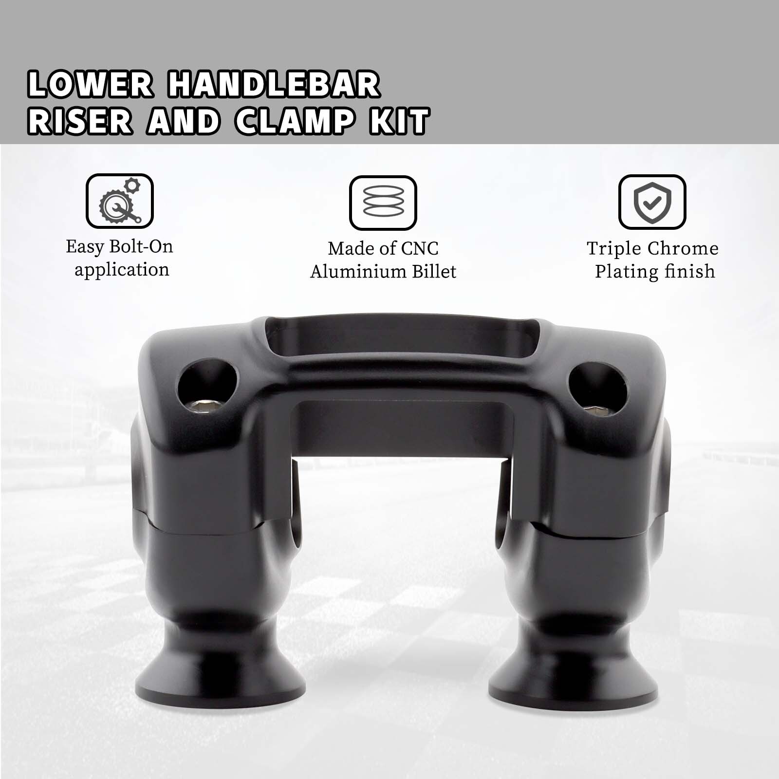 Black Handlebar Riser 1.25″ Clamp Mount For Harley Softail Street Bob FXBB 18-23