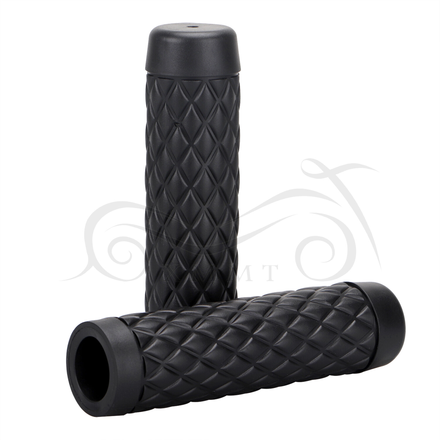 Black Rubber Handle Bar Hand Grips For Harley Road King Dyna Heritage Softail