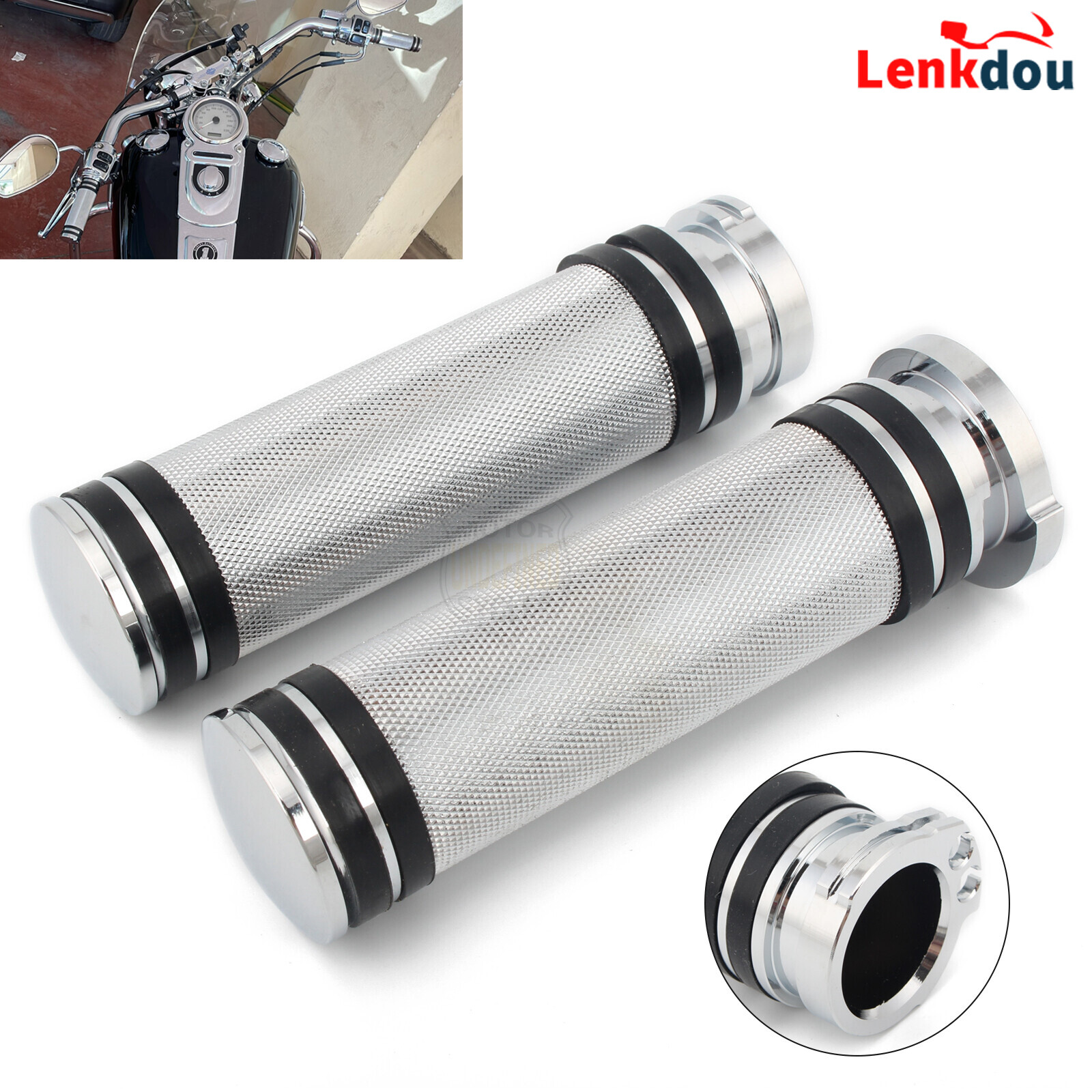 1″ Motorcycle CNC Handlebar Hand Grips For Harley Touring Road King Yamaha Honda