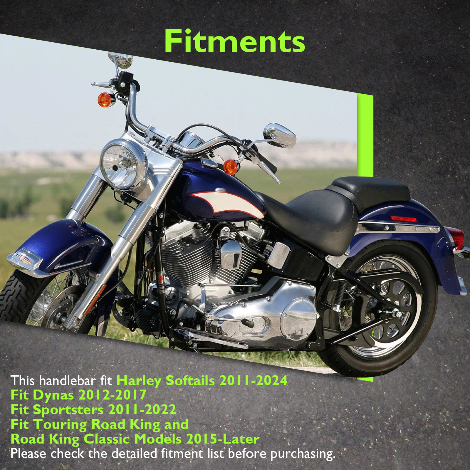 MOFUN 12″ Pre-Wired 1.5″ Fat Bar Handlebars For Harley Dyna Softail Sportster XL