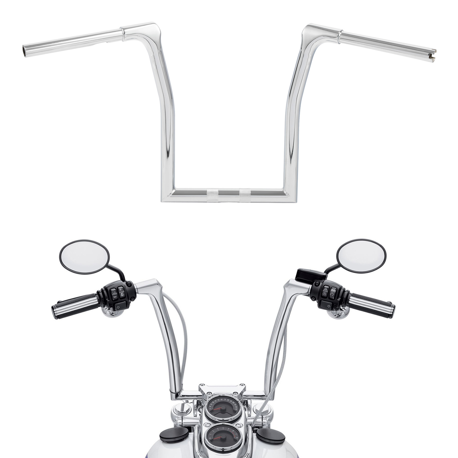 16″ Rise Ape Hanger 1.25” Handlebar For Harley Touring Road King 2014-Up Chrome