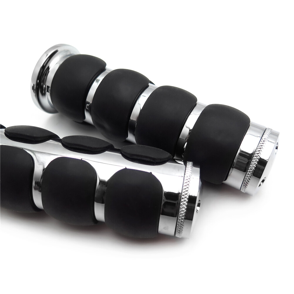 Chrome 1″ 25mm Rubber Hand Grip For Harley Davidson FXDWG Dyna Wide Glide