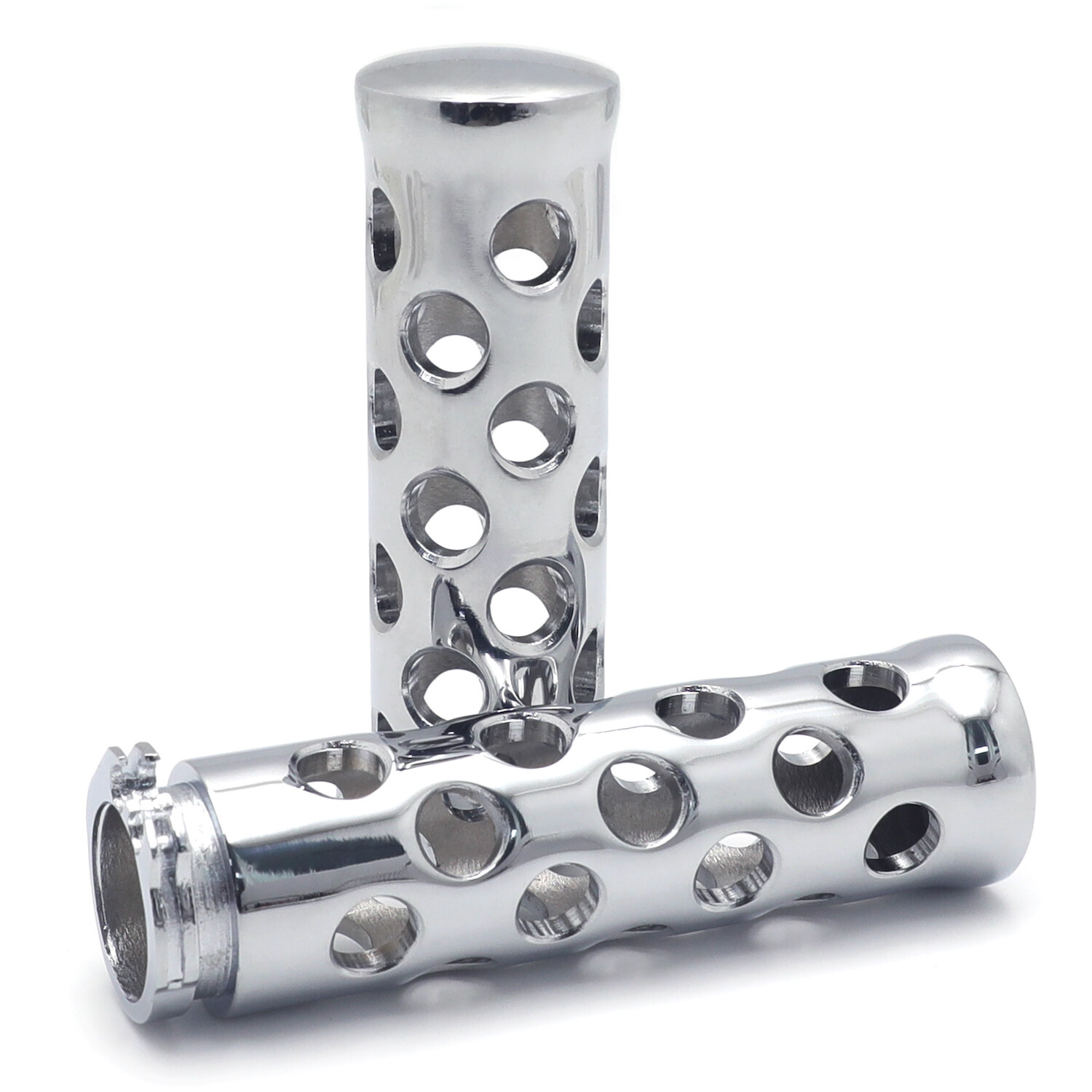 25mm Chrome Sloted Hand Grips For 1″ handlebars (Road King/ Street Glide/Fat Boy