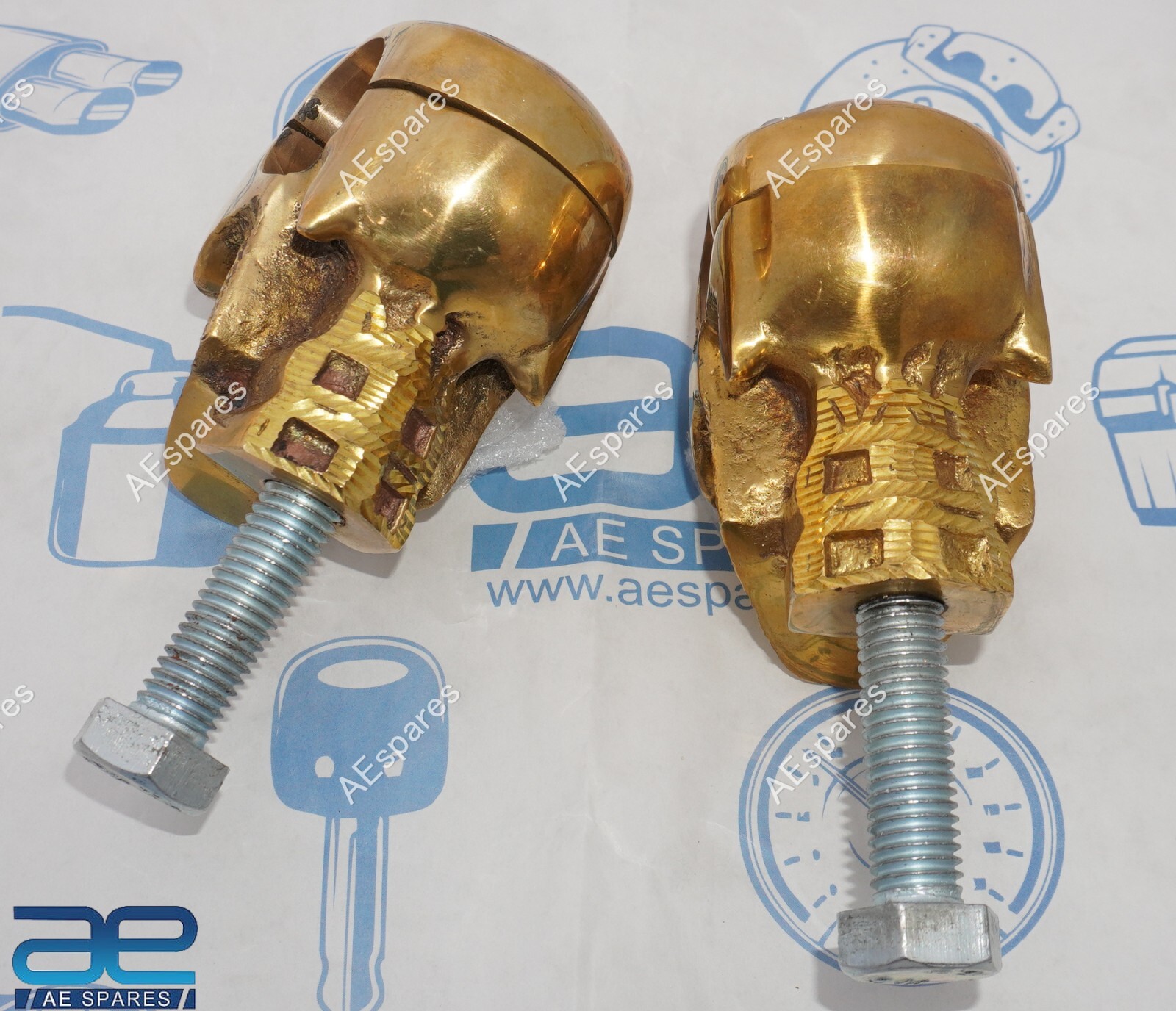 Skull Custom Brass Old School 1″ Handlebar Risers for Harley Bobber Chopper @US