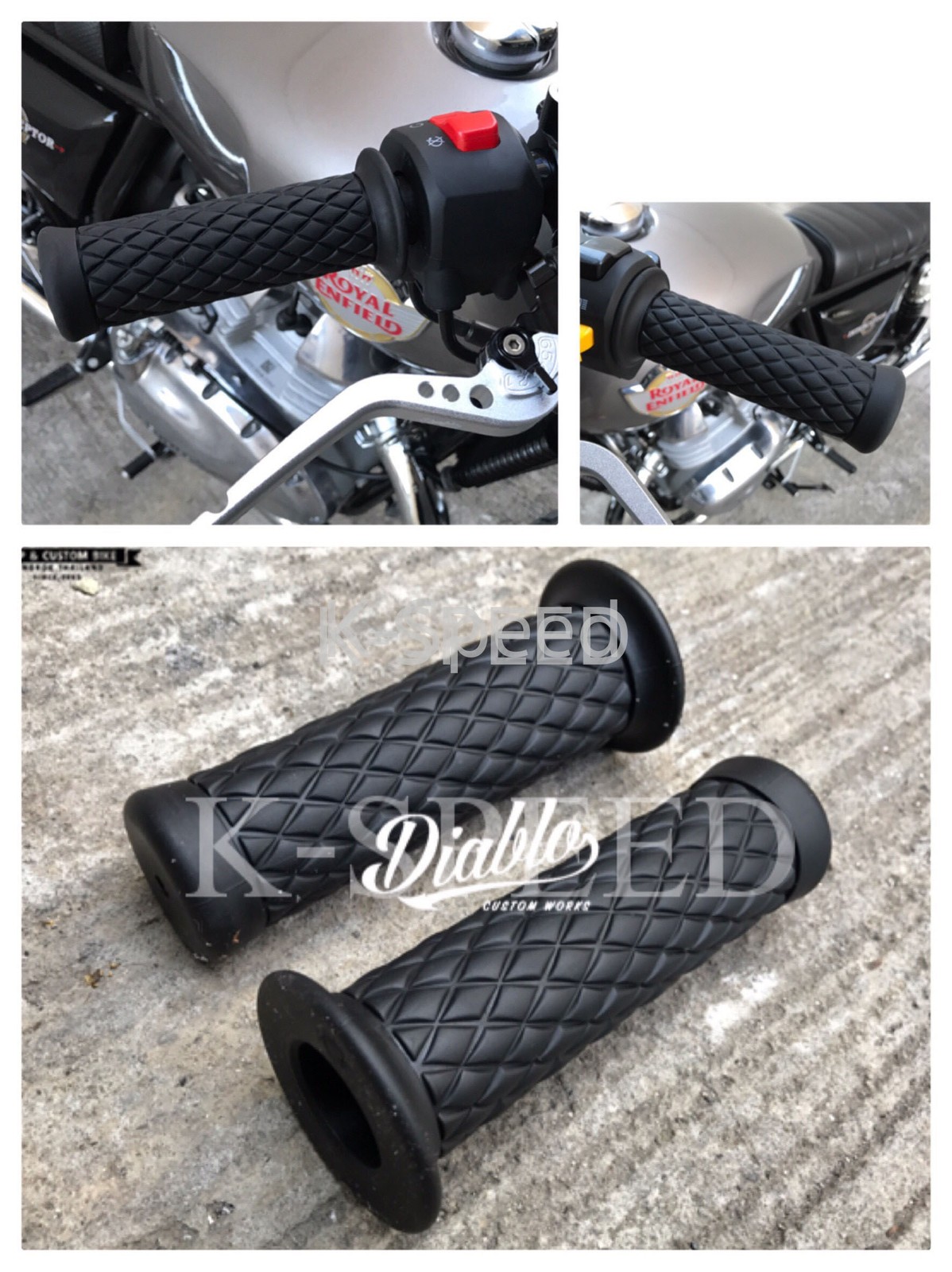 Diabolus Pair Handle Grips Fits Royal Enfield GT & Interceptor 650 2024 – 2025