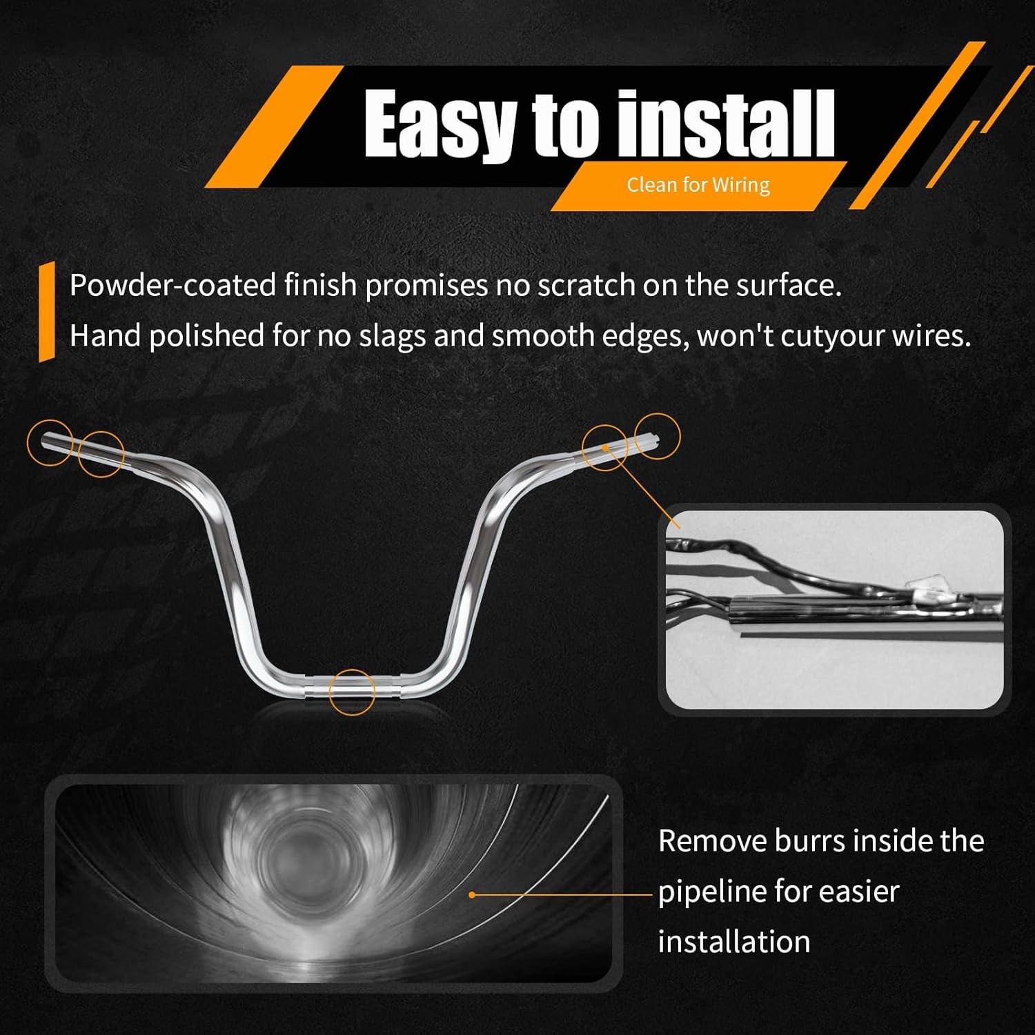 Monkey Bar Ape Hangers Handlebar for Harley Davidson Fat Boy Heritage silvery