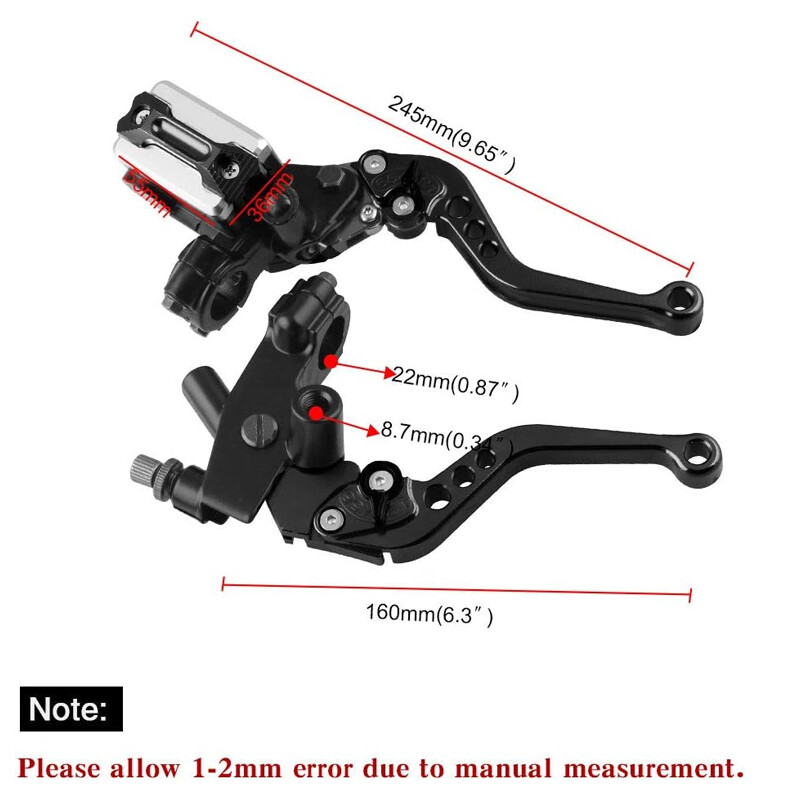 22mm Universal CNC Motorcycle Handlebar Brake Master Cylinder & Clutch Lever Set