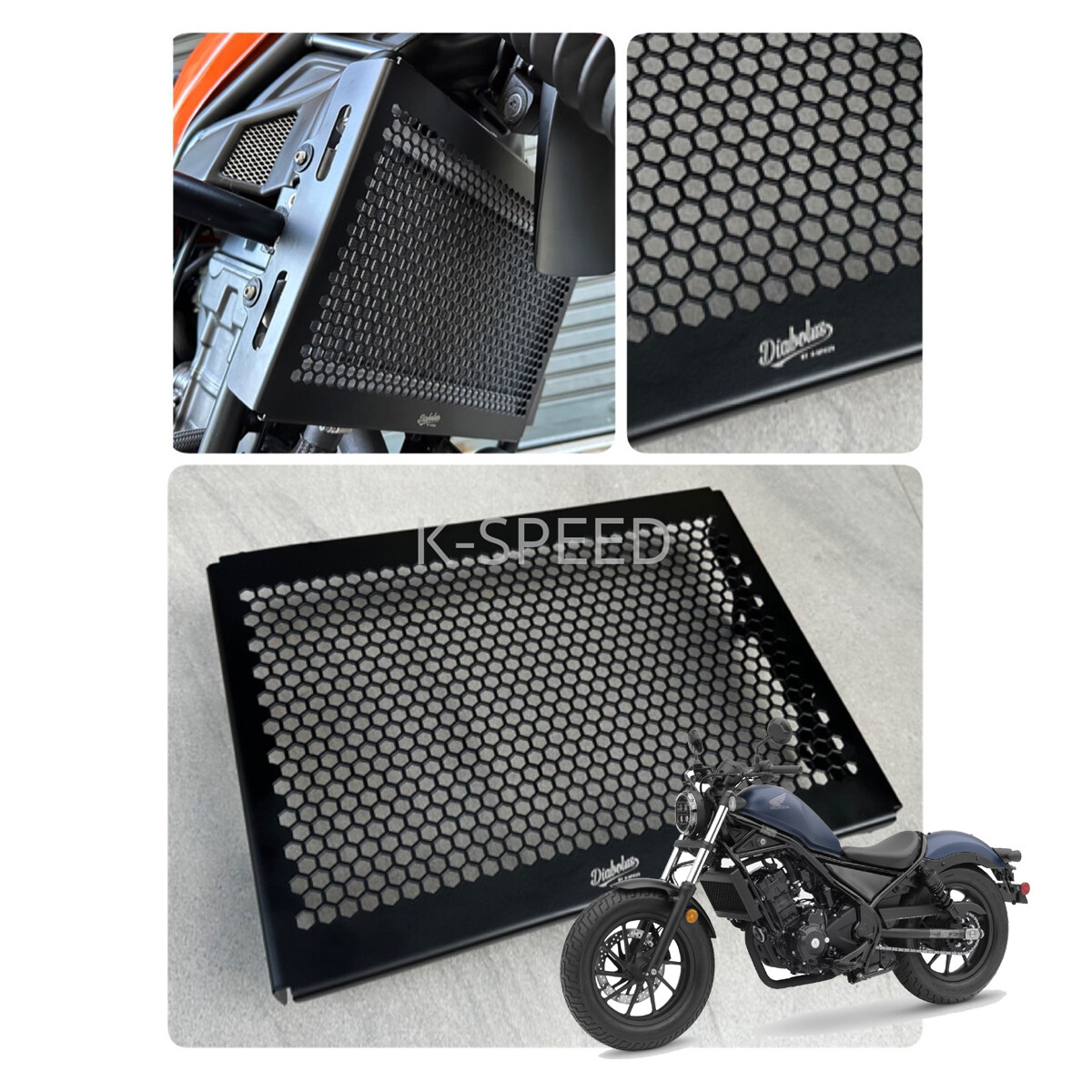 Diabolus Radiator Guard Grille Cover V1 For Honda Rebel 300 500 CMX 2017 – 2022