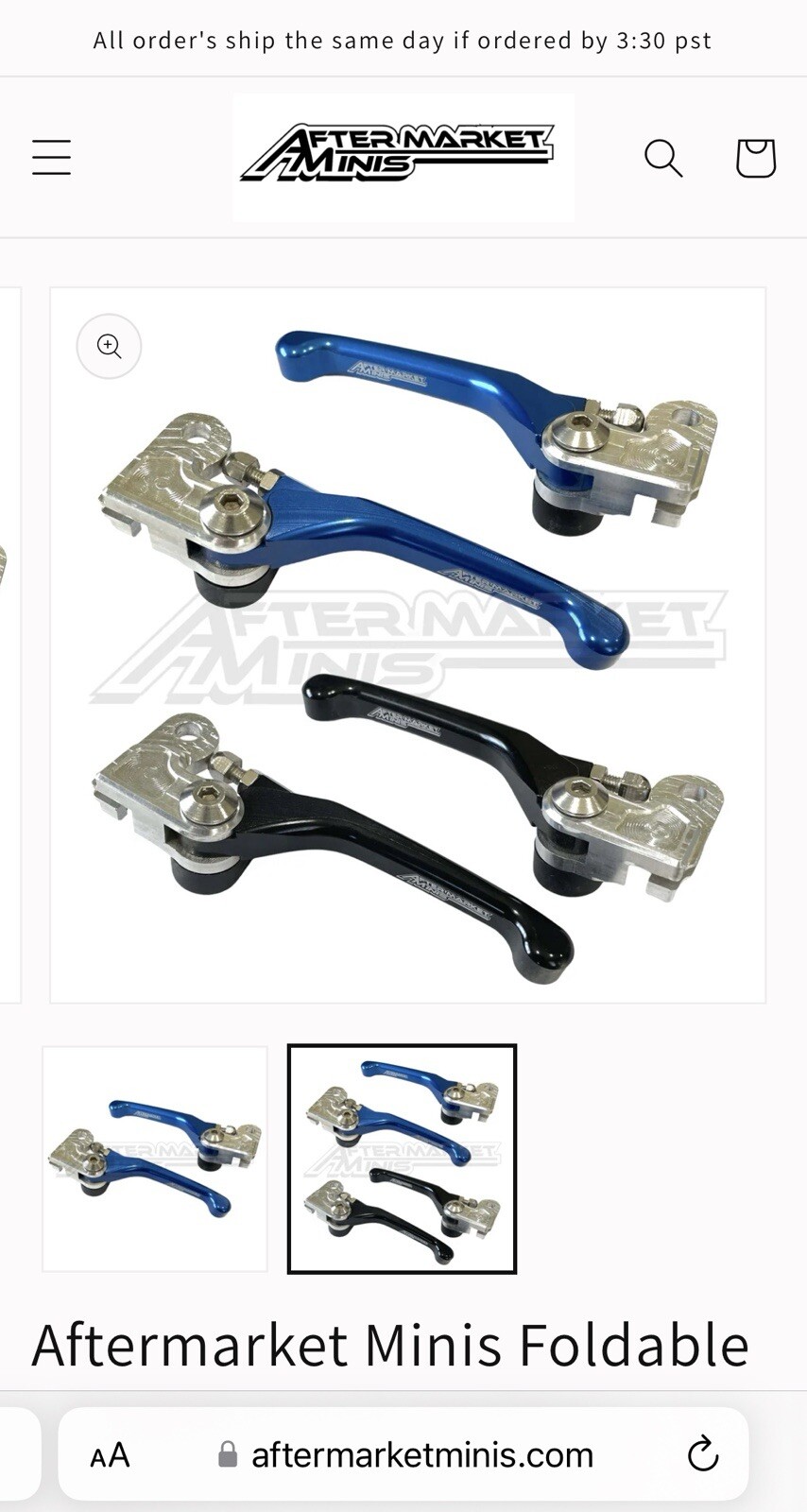 Yamaha PW 50 Aftermarket Minis Foldable And Adjustable Brake Lever Set. BLUE