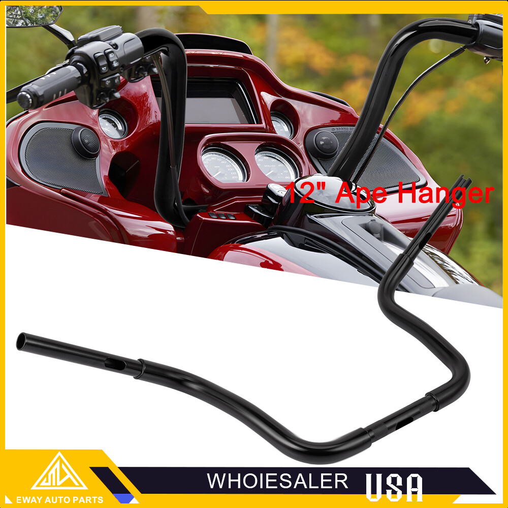 12″ Inch Handlebar Rise 1 1/4” Ape Hangers For Road King 883 1200 FLST FXS Dyna