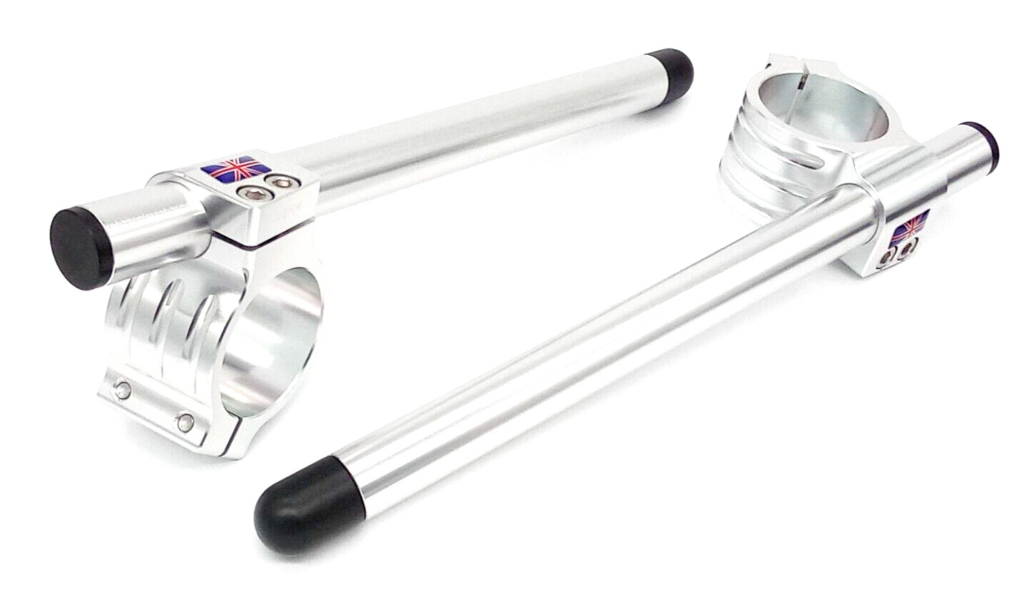 41mm MOTORCYCLE CLIP ONS Handlebars Fork Tube SILVER/ALLOY