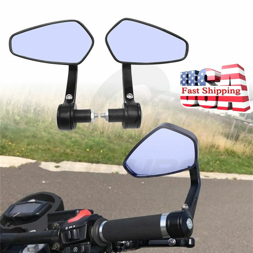 Pair Universal Motorcycle Bike 7/8″ 22mm Handle Bar End Rearview Side Mirrors