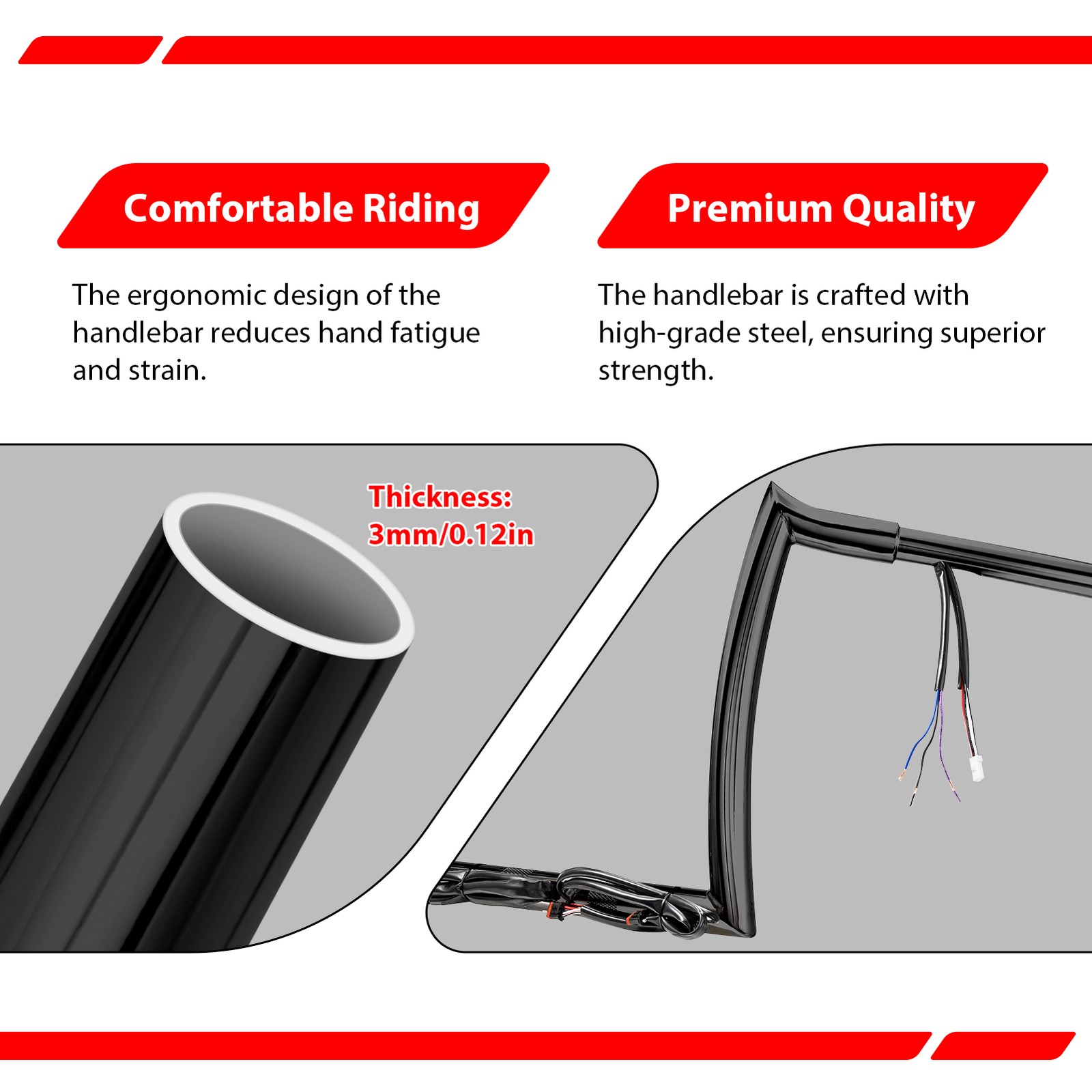 Black Steel pre-wired APE Hanger Bar-sharp For Harley Softail Fat Boy 2018-2024