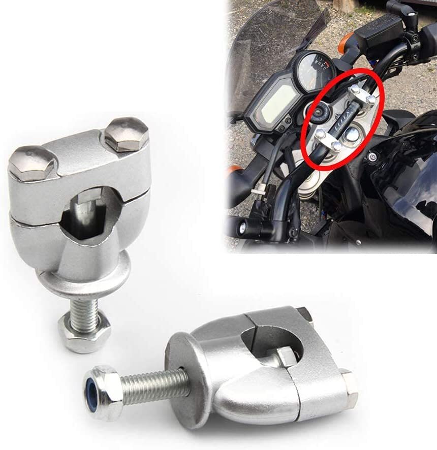 Chrome 22mm 7/8″ CNC Motorcycle HandleBar Bar Mount Clamps Risers Adapters Set