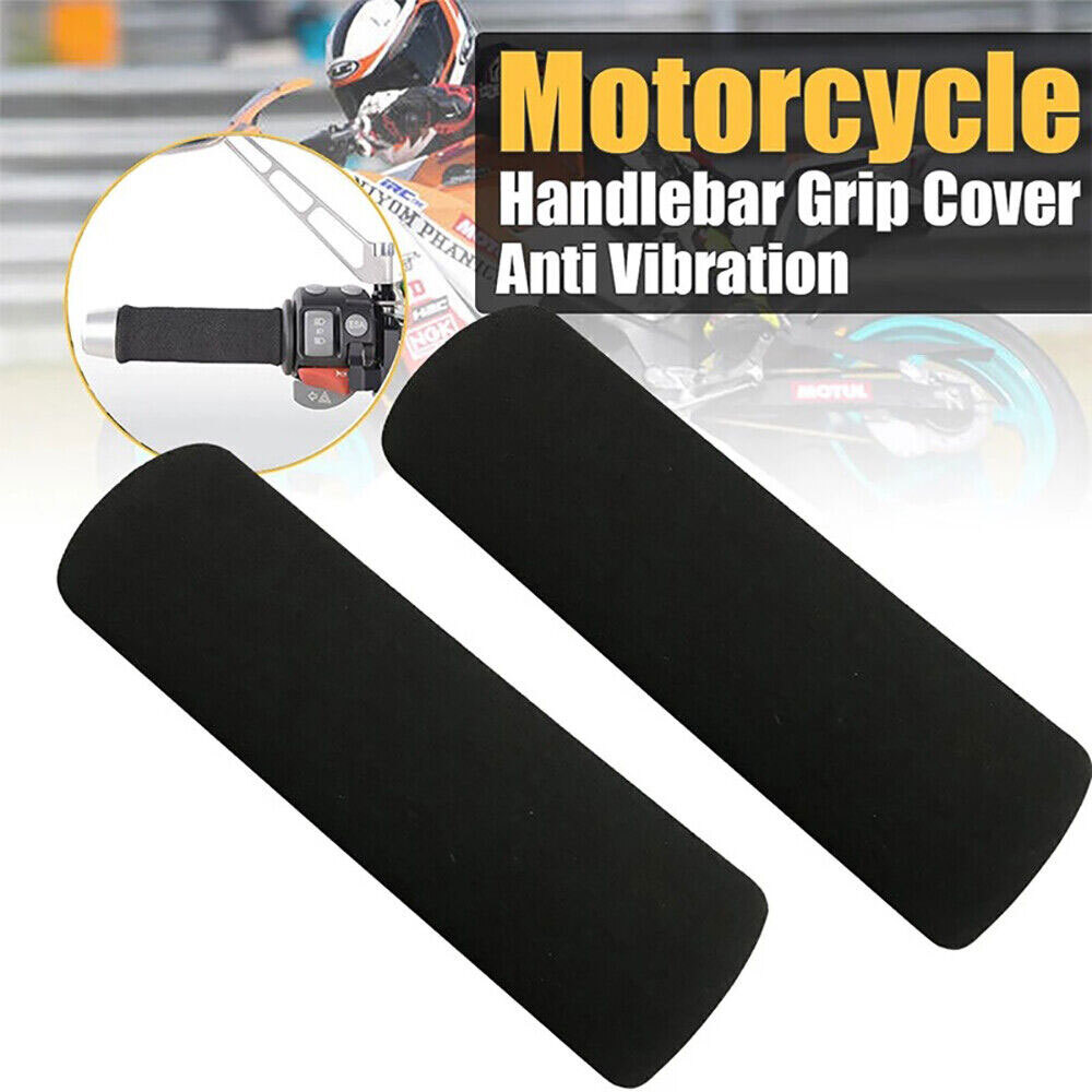 2Pcs Motorbike Handlebar Slip-on Foam Covers Anti Vibration For Motorcycle Grip
