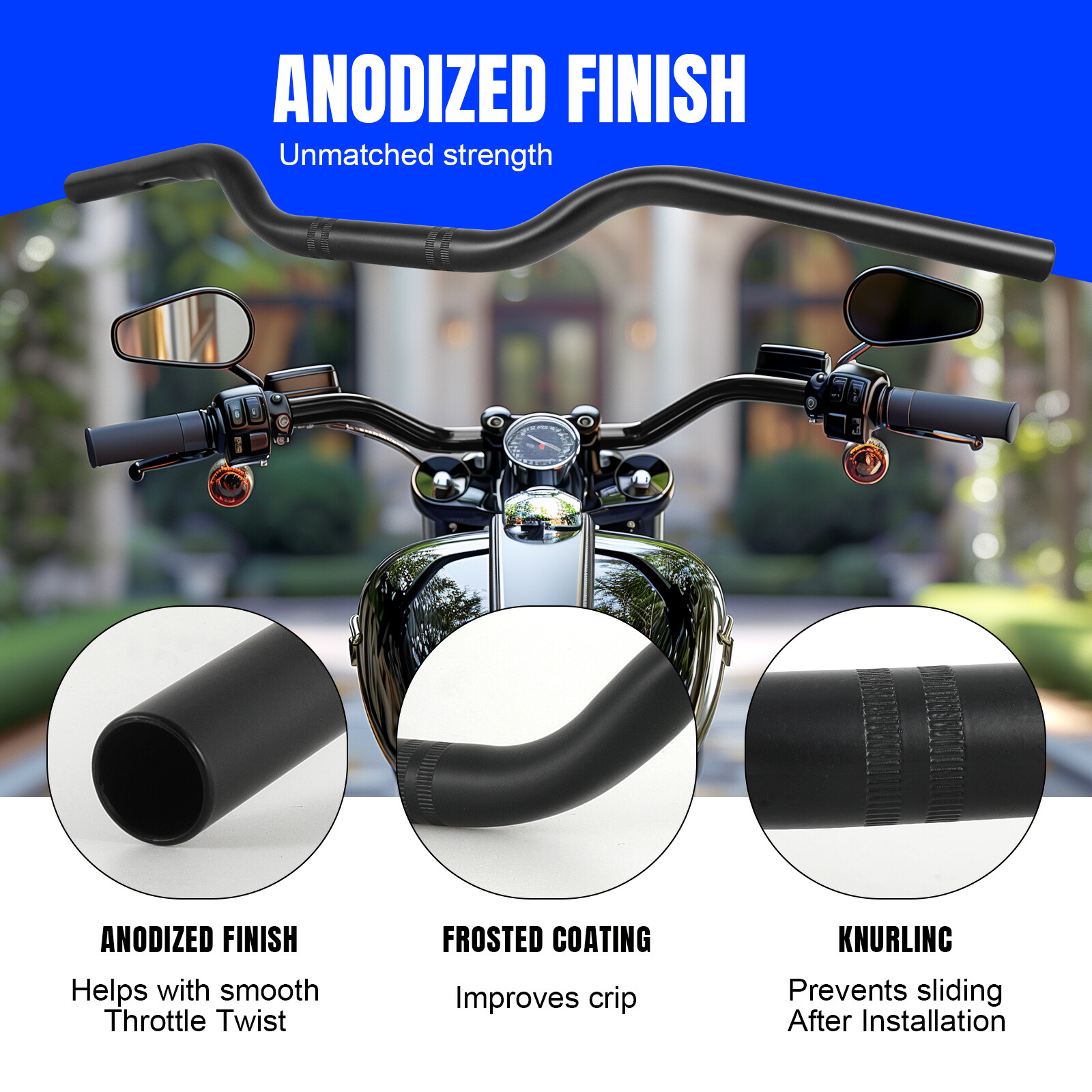1″ 25mm High Drag Handlebar Matte Black For Honda Rebel 1100 250 300 450 500
