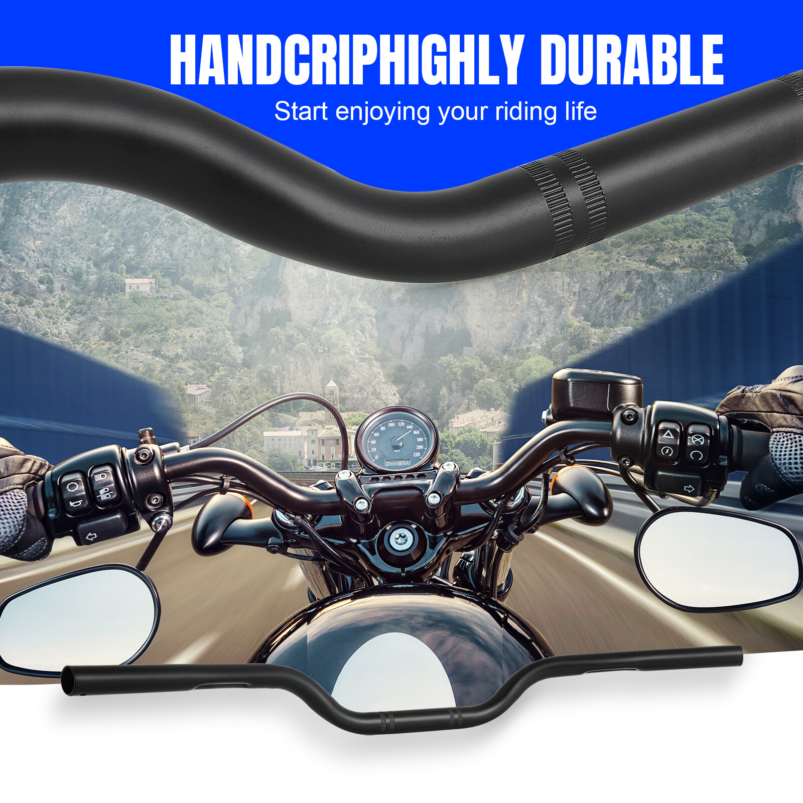 1″ 25mm High Drag Handlebar Matte Black For Honda Rebel 1100 250 300 450 500