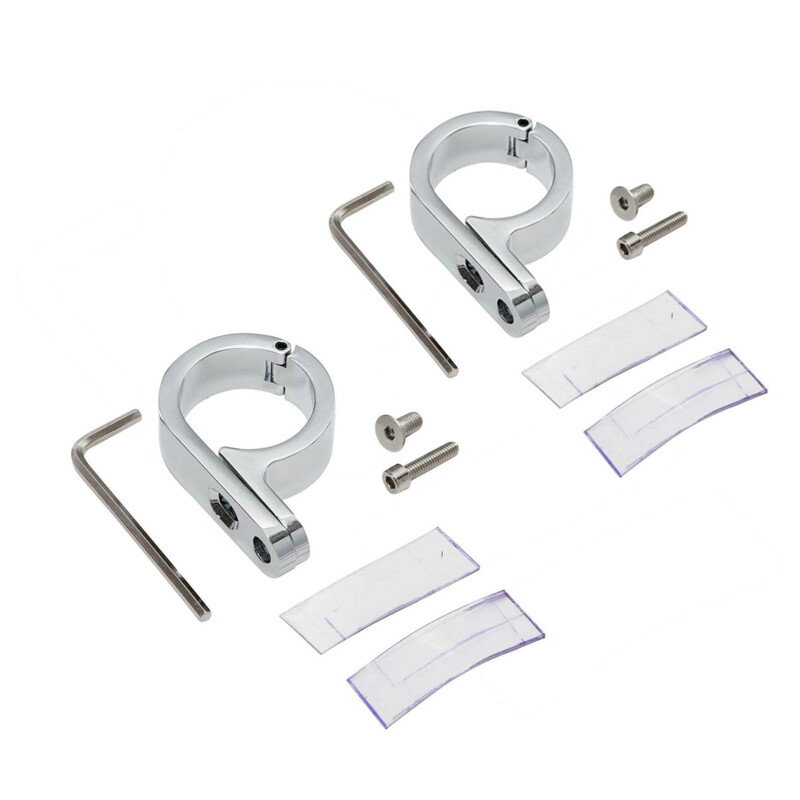 2PCS 1 1/4″ 32mm Chrome Universal Handlebar Mounts Clamp Clock Fit For Harley