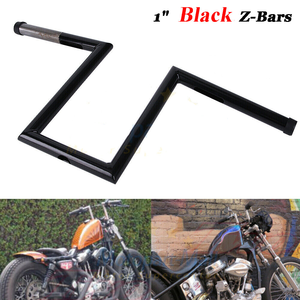 Motorcycle 1 inch 10-1/2″ Rise Hanger Handlebars Z-Bar Drag Bars for Harley DYNA