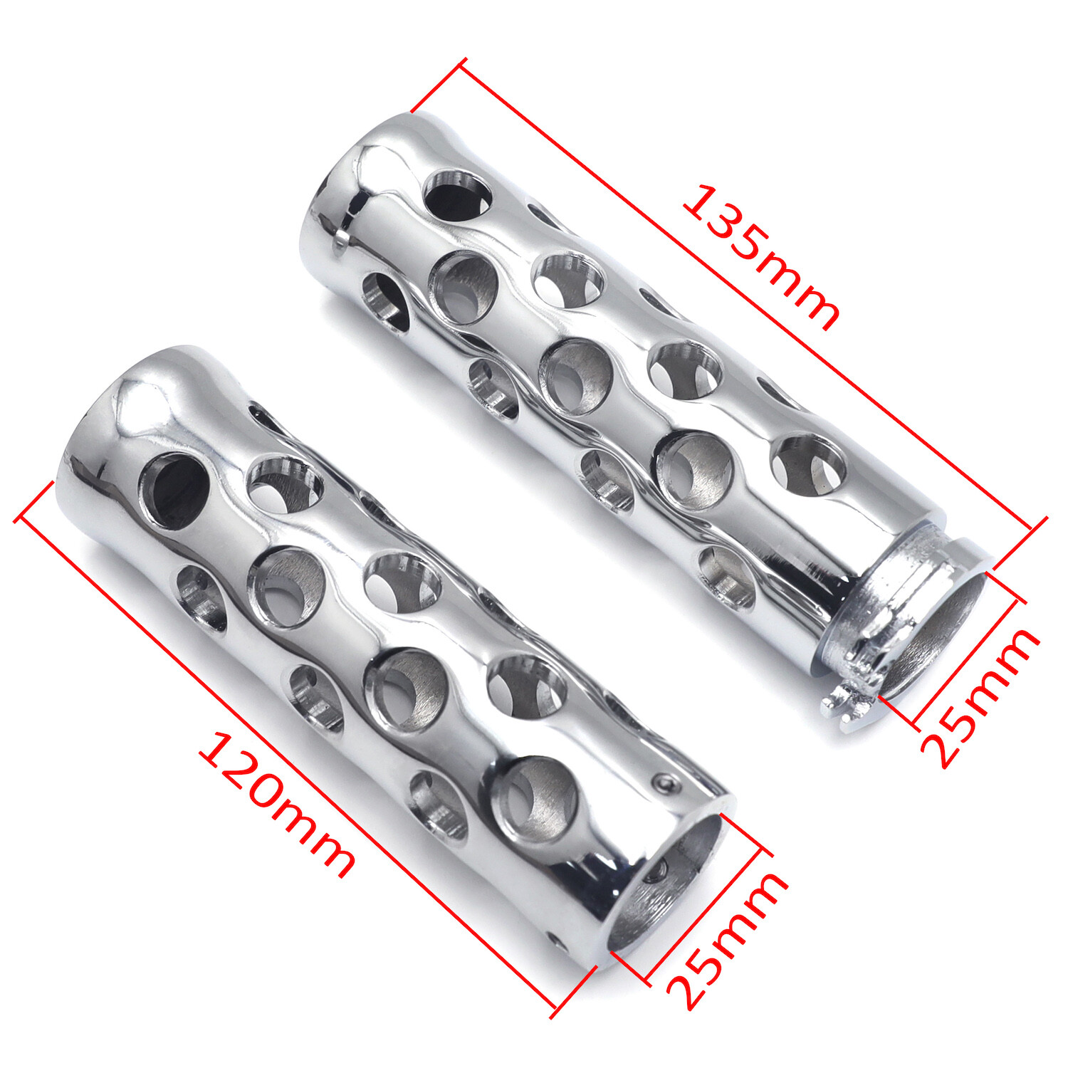 25mm Chrome Sloted Hand Grips For 1″ handlebars (Road King/ Street Glide/Fat Boy